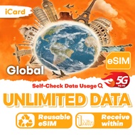 iCard_eSIM Global 1-30 Days Unlimited Data SIM|Can top up Reuse