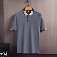 【M-8XL】 T-shirt lengan pendek kapas tulen musim panas lelaki bersaiz lapel baju t-shirt lelaki separ