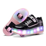 2026 Double Wheel with Light Runaway Shoes Skates Roller Shoes (Pink Size Only 29-41) 3.19 L QGTB 42