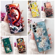 Clear For Samsung A16 5G Case A166B Aesthetic Cute Cat Fashion Flowers Painted Back Cover For Galaxy