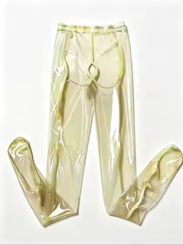 Cosplay Transparent Handmade Natural Latex Chaps Pants Rubber Gummi Pantyhose Leggings Fitness Lady'