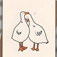 1pc Creative Couple Geese Valentine's Day Greeting Card, Cuddling Geese And Heart Design, High-Quali