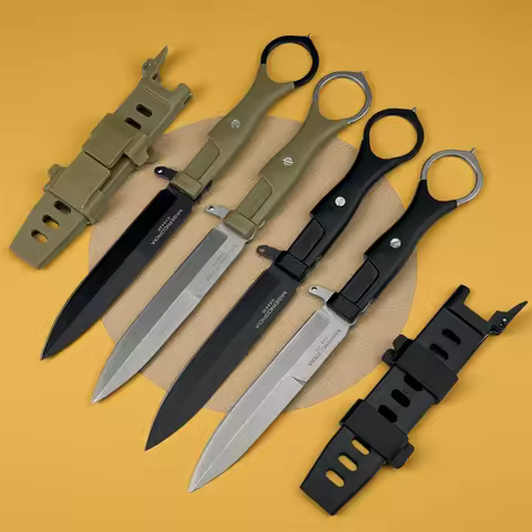 Outdoor Camping Survival Straight Knife 4 Models Available 8Cr13Mov Blade and Nylon Fiber Handle wit