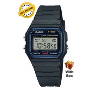 (Men) 100% ORIGINAL CASIO F-91W-1DG Square Dial Black Resin Strap Digital Watch