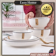 【EasyHome】Japanese Style Tableware Set Ceramic Bowls and Plates Ceramic Plates Nordic Tableware Set 