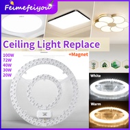 led ceiling light replacment magnetic circular double layer led lights module for ceiling nano lens super bright 3 light colors in 1 lamp 100W 72W 40W 30W 20W round ceiling lamp for living room