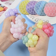 Squeeze Toys Stress Relief Toys Mesh Squishy Grape Balls with Net Squeeze Out Mini Balls for Children Adults