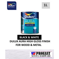 1L ICI DULUX Aura High Gloss Finish for Wood and Metal - Cat Besi dan Kayu (black / white)
