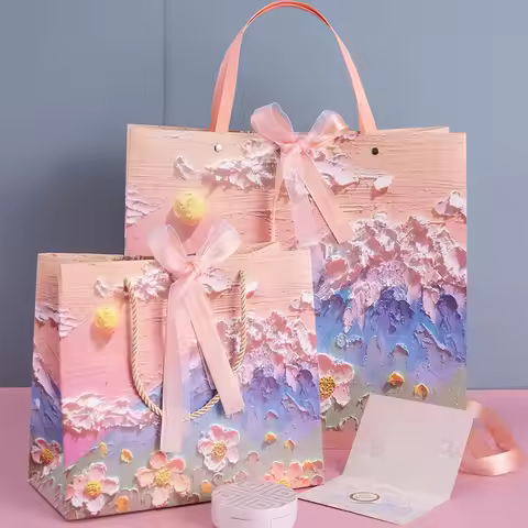 Holiday Party Ceremony Gift Paper Bag With Handle Handbag Teachers' Day New Year Wedding Guest Child