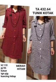 Tunik terbaru 2021 untuk lebaran // Tunik KOKE // tunik motif kotak kotak kecil // COD