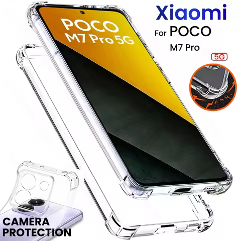 PocoM7Pro 5G Case Anti-Yellowing Clear Crystal TPU Soft Cover For Poco M7 Pro 5G Shockproof Coque Po