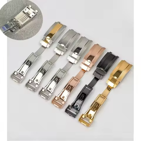 16mm Watch R Buckle Micro-adjustment Clasp for Strap Bracelet Stainless Steel Diving Double Safety W