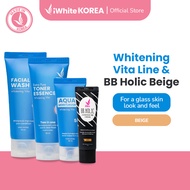 iWhite Korea Whitening Vita Line Bundle & BB Holic Beige (Facial Wash, Toner, Moisturizer, BB Cream)
