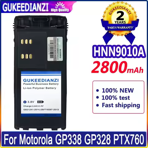 GUKEEDIANZI Battery HNN9010A 2800mAh For Motorola GP338 GP328 PTX760 walkie-talkie explosion + Batte