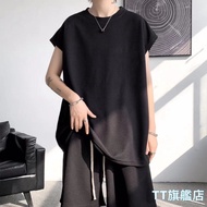 @@ TT Flagship Store Waffle Vest Suit Large Size Boy Casual Couple Summer Clothes Male Student Sleev