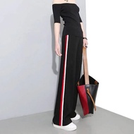Womens Pants 40KG -90KG Plus Size Womens Pants Korean Fashion Sports Stripes Womens Casual Loose Poc