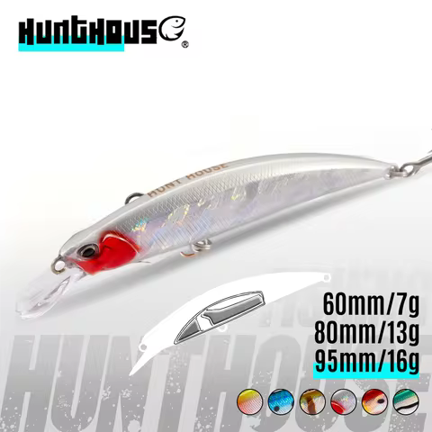 Hunthouse Spearfead Ryuki Minnow Lure 60mm/7g 80mm/13g 95mm/16g Wobbler Sinking Long Casting Trou Ba