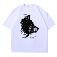 Trong Kho Yohji Yamamoto Yohji Yamamoto Yoji phác thảo đầu sói in SUP áo thun đồng thương hiệu thời 
