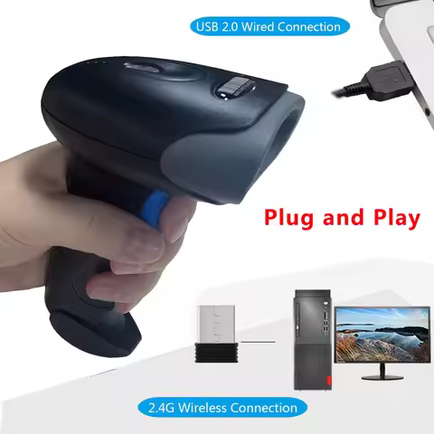 2D QR Reader Scanner 1D/2D Handheld Barcode Scanner Bar Reader Portable QR Scanner USB 2.4G Wireless