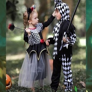 Children's Halloween Costumes - Girl's Clown Plaid Skirt | Boy's Carnival Outfit