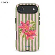 เคสโทรศัพท์กันกระแทกสองชั้นลายดอกไม้และลายทางสไตล์ Y2K ดีไซน์เงางาม สีสันสดใส รองรับ IPhone 17/16/15