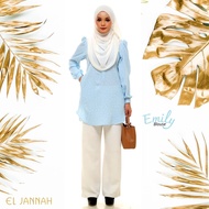 Blouse Muslimah Polkadot Baby Blue Emily Blouse Labuh Poket Nursing Friendly Wudhu` Friendly Long Sl