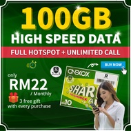Onexox Simcard Xox Sim Card Prepaid 100GB High Speed Data Unlimited Call ONE-X 22 Plan 5G 4G Simkad