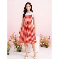 Corla Dress for Women Korean Look Casual Teenage Dress with Beautiful, Simple, Elegant Checkered Pat
