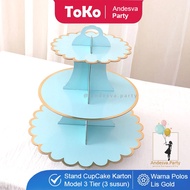 Cake Stand BLUE Plain Gold List / 3 Tier Cupcake Stand / plain cupcake stand / cupcake stand