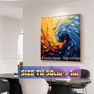 1mx1m Square abstract painting printed on canvas includes frame for living room decor, homestay vill
