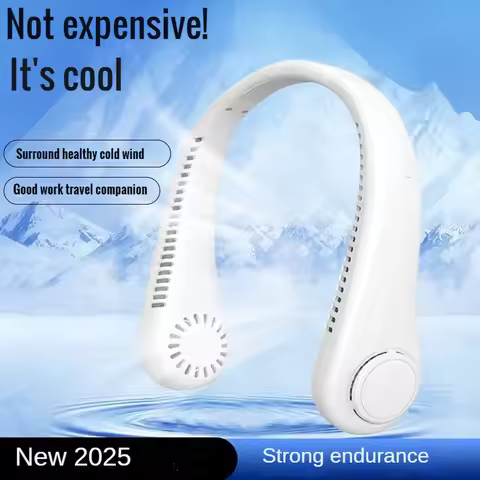 2025 Long endur New Mini Neck Mounted Fan Portable Bladeless Neck Rechargeable Air Cooler 3 Speed Mi