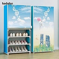 Simple Shoe Rack Dustproof Shoe Cabinet Assembly Space-Saver Standing Shelf Bedroom Hallway Fabric Foldable Storage Shoe Cabinet