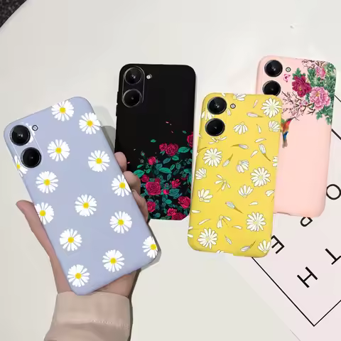 For Realme 10 4G Case Realme 10 Pro Realme10 5G Back Cover Soft Silicone Bumper Daisy Rose Flower Pa