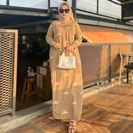 Gamis Knit Muslim Class Dress Motif Pita Lengan Panjang Gamis Knit Terbaru Keren Top