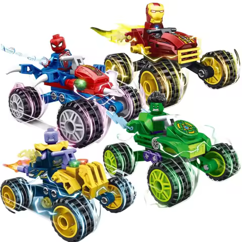 Blind box Mini Marvel Building Blocks Figures Big Goblin Spiderman Iron Man Venom Captain Hawk Deadp
