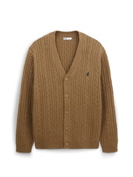 AIIZ (เอ ทู แซด) - AIIZ เสื้อคาร์ดิแกนคอวีผู้ชาย ผ้าถักทอลายเคเบิล AIIZ Mens Cable Flat Knit Cardiga