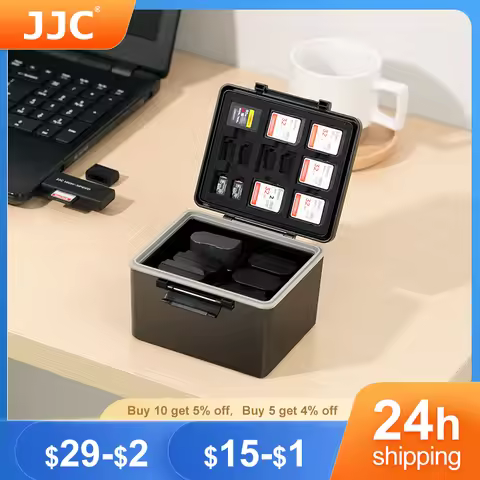 JJC Hard Plastic Battery Case & Memory Card Case Storage Organizer Box Memory Card Holder For Canon 