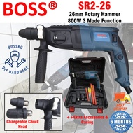 BOSS SR2-26 Rotary Hammer 3 Function 800W Changeable Chuck Drill Chuck SDS Plus and 1-13mm Keyless C