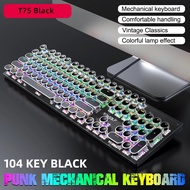 104 Keys Keyboard Electroplated Punk Mechanical 7 Colorful Backlight Cyber Cafe Gamer Retro Blue Sha