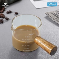 Milk Jug Pitcher with Wooden Handle for Latte Art Coffee 100ml - Mini Stainless Steel Latte Art Coff