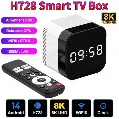 New H96Max H728 Smart TV Box Android 14.0 WIFI 6 BT 5.X Android TV Box 8K 4K@60fps 1000M/LAN Alarm C