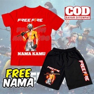 MERAH T-shirt & PANTS SET FOR BOYS GIRLS FREEFIRE SG RAPPER RED T-SHIRT SET CHILDREN FREE NAME