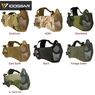 【Ready stock】 IDOGEAR Airsoft Mask Mesh Half Face Mask With Ear Protection Paintball Gear 3601