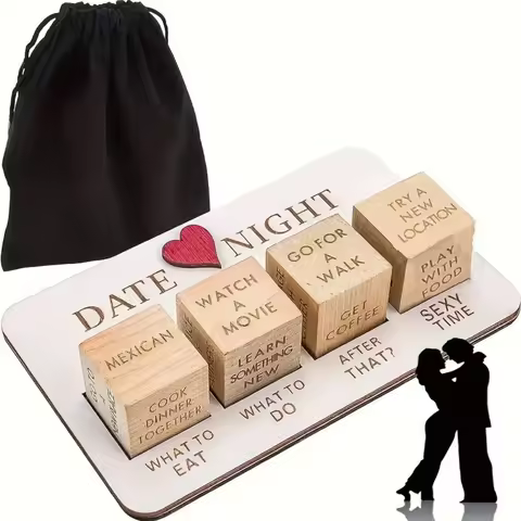 New 4PCS After Dark Edition Date Night Wooden Dice Game for Couples, Reusable Anniversary Dice (Coup
