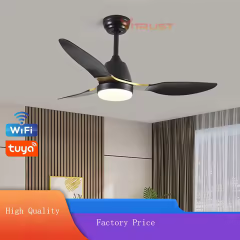Tuya Smart Ceiling Fan Light Home LED Ceiling Fan Lights 36in 42/52 Inch Fan Black White Remote Cont