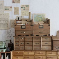 香杉木 復古抽屜式收納盒 文件收納架 便簽卡片整理架 粗拙 Zakka