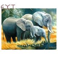 Lukisan Diamond Gambar Gajah Minum Air
