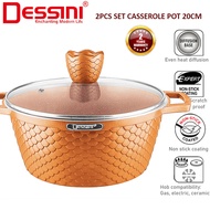 DESSINI 2PCS Casserole Pot 20CM | Periuk Non-Stick Bertutup | Even Heat | Gas & Electric