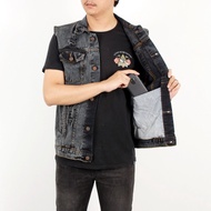 Bstr / Jacket Men Vest Sobek Gray Sanwash. Jaket Motor Rompi Motor Bikers. Jaket Vest Ripped Jeans |