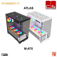 INVASION ATLAS ATX PC PC CASES M-ATX  WITH 4 ARGB FLASHLUX FAN (WHITE & BLACK)